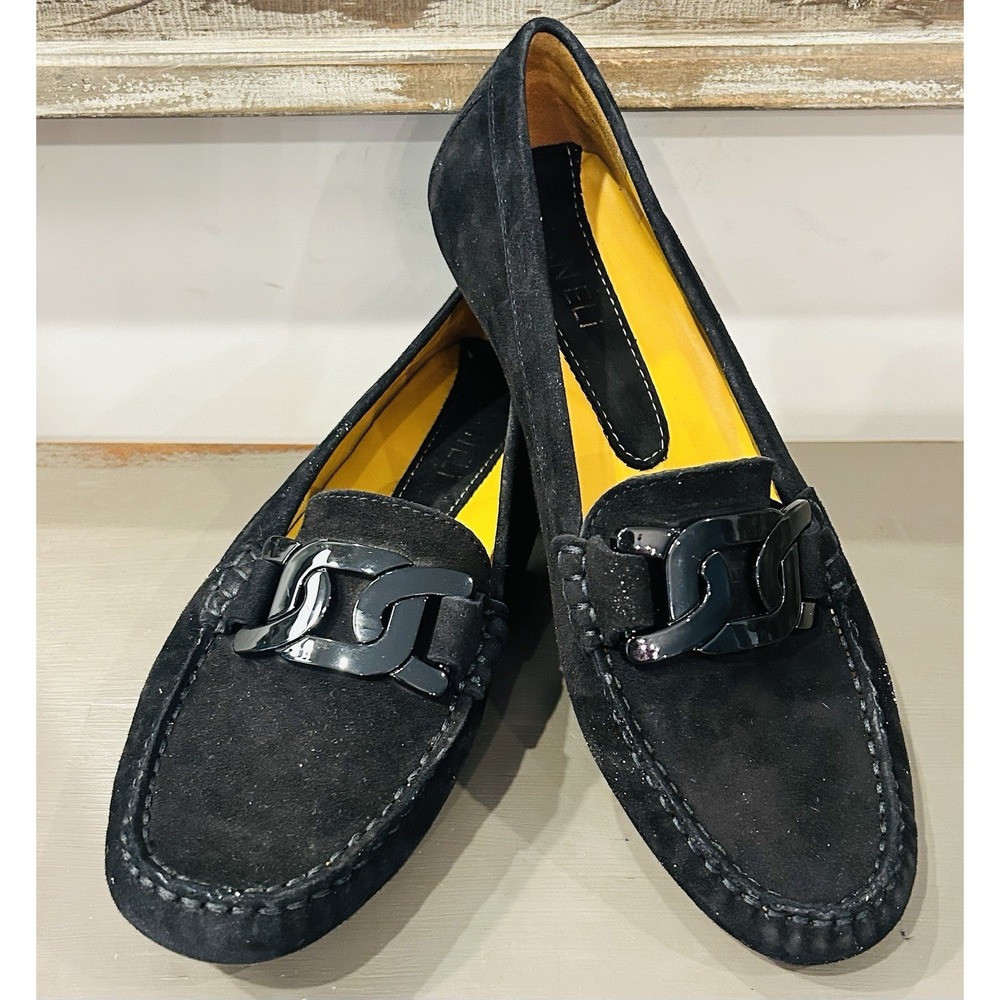 VANELI Womens Black Aiker Ultra-Soft Glove Leather Moccasin Casual Loafer Sz 8.5